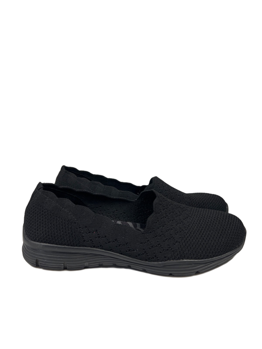 Skechers Women's Black Seager Stat Slip On Walking Flats - 9