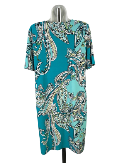 Chico's Women's Blue Paisley Short Sleeve Shift Dress - 1/US M image 2