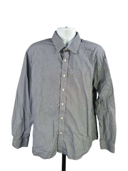 Nautica Men's Blue/Green Houndstooth Long Sleeve Button Up Shirt - XL