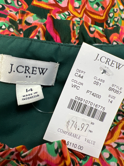 J.Crew Women's Green/Red Ruffle V-Neck Knee Length Mini Dress - 14 image 3
