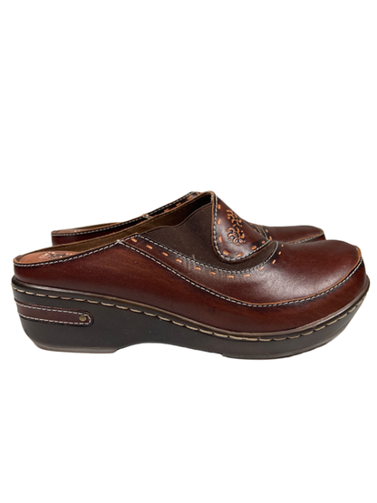 Spring Step L'Artiste Women's Brown Leather Hand Painted Chino Clogs - 40/US 9