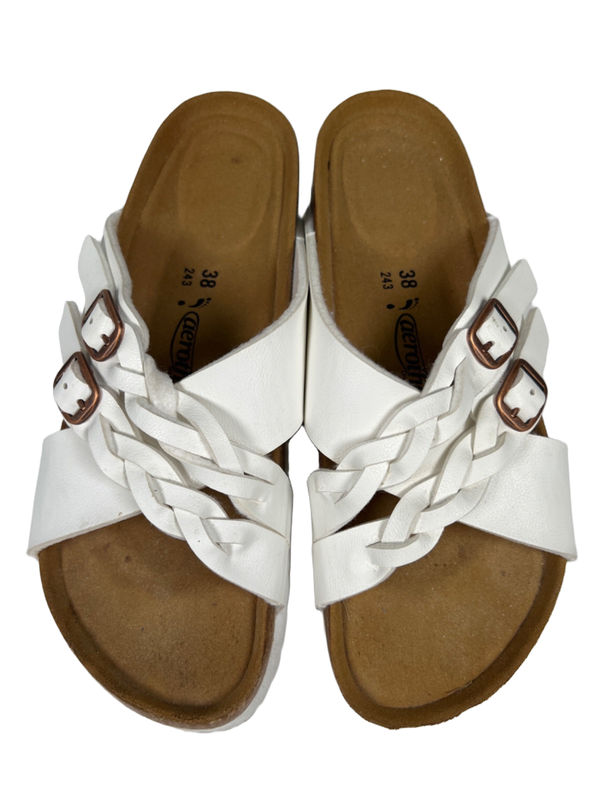Aerothotic Women's White Leather Suri Cork Braided Adjustable Sandals - 38/US 8 image 3