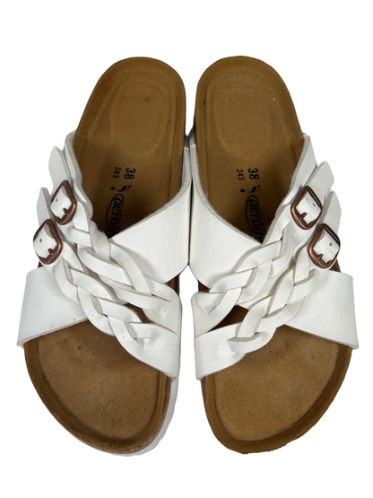 Aerothotic Women's White Leather Suri Cork Braided Adjustable Sandals - 38/US 8 image 3