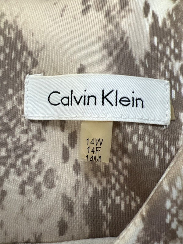 Calvin Klein Women's Beige Snake Print Sleeveless Sheath Dress - 14W image 3