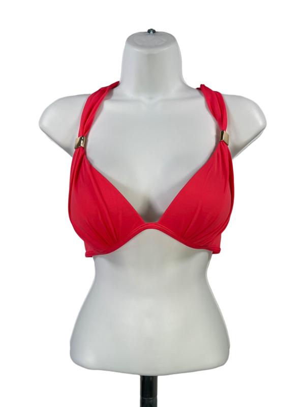 Victoria's Secret Women's Pink/Coral Triangle Bikini Swim Top - M