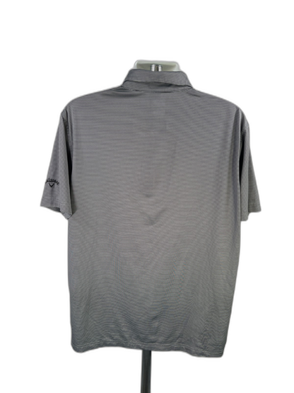Callaway Men's Gray/Black Striped Short Sleeve Athletic Golf Polo - L image 2