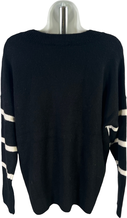CeCe Women’s Black/White Sequin Stripe Long Sleeve Sweater - S image 2
