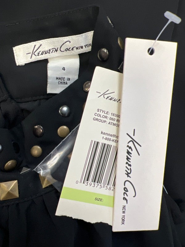 Kenneth Cole Women's Black Studded Neck Sleeveless Semi-Sheer Blouse - 4 image 3
