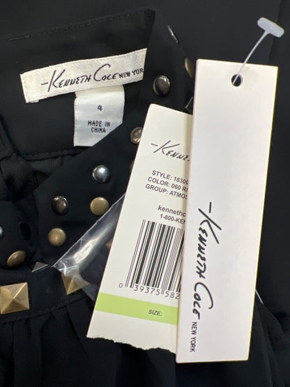 Kenneth Cole Women's Black Studded Neck Sleeveless Semi-Sheer Blouse - 4 image 3