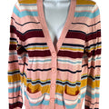 Halogen Women’s Pink Striped Thin Knit Long Sleeve Cardigan Sweater - S