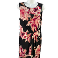 White House Black Market Women's Black Floral Sleeveless Mini Dress - M Petite