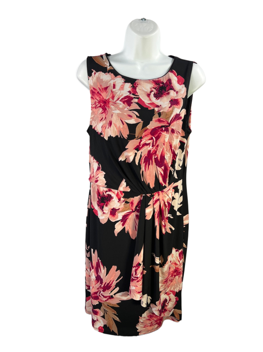 White House Black Market Women's Black Floral Sleeveless Mini Dress - M Petite