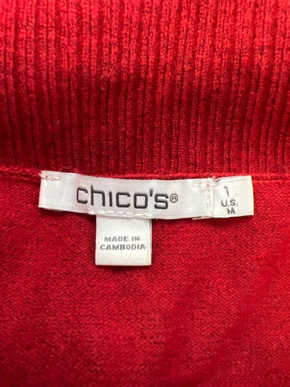 Chico's Women's Red Cashmere Blend Cowl Neck Long Sleeve Sweater - 1/US M image 3