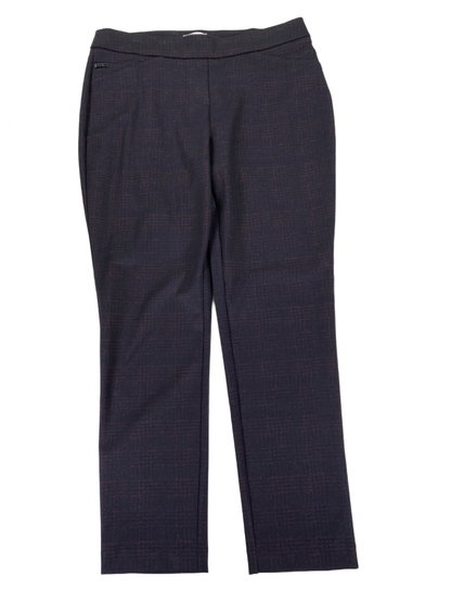 Calvin Klein Women's Black/Purple Plaid Pull On Dress Pants - 12