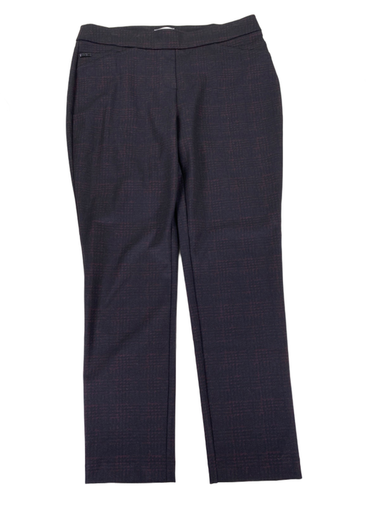 Calvin Klein Women's Black/Purple Plaid Pull On Dress Pants - 12