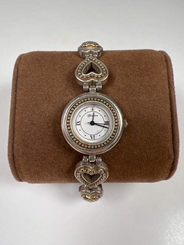Brighton Women's Silver Two-Tone Heart Link Genoa Toggle Clasp Working Watch