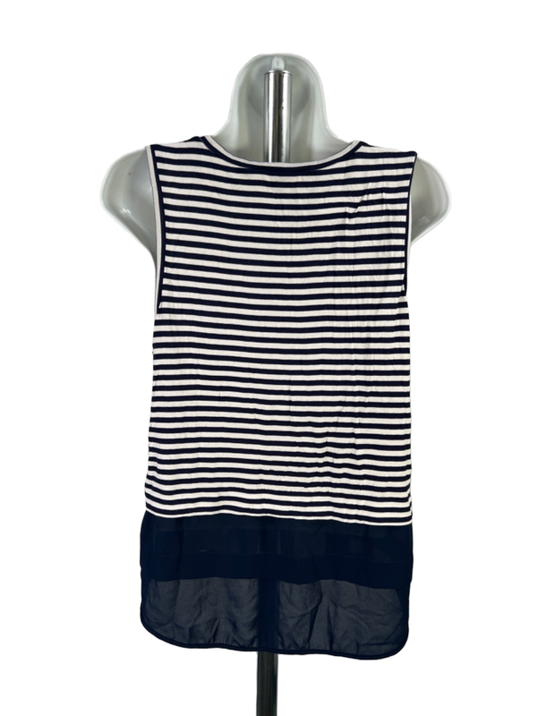 Michael Kors Women's Blue/White Striped Layered Sleeveless Blouse - M image 2