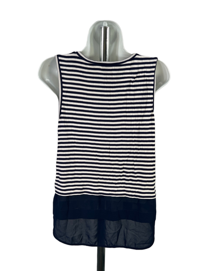 Michael Kors Women's Blue/White Striped Layered Sleeveless Blouse - M image 2