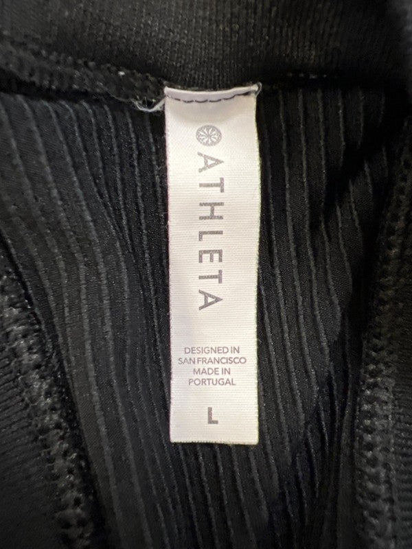 Athleta Women's Black Ribbed High Neck Athletic Tank Top - L image 3