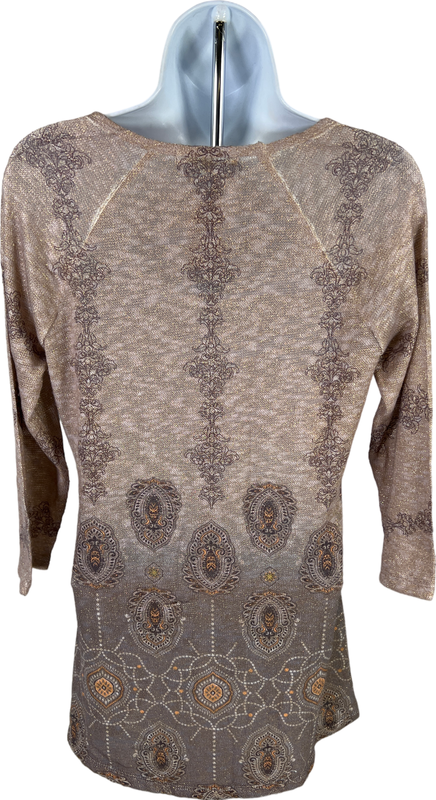 NEW Indigo Soul Women’s Purple/Gold Metallic Semi-Sheer Knit Tunic Shirt - S image 2