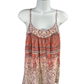 Lucky Brand Women's Orange Paisley Smocked Back Sleeveless Blouse - M