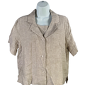 Quince Women's Tan Linen Matching Sleeveless Shirt And Button Up Set - M