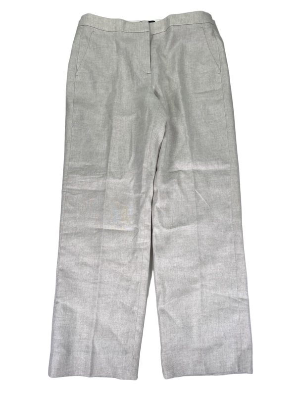 J Crew Women's Beige Kate Linen Blend Straight Leg High Rise Pants - 10