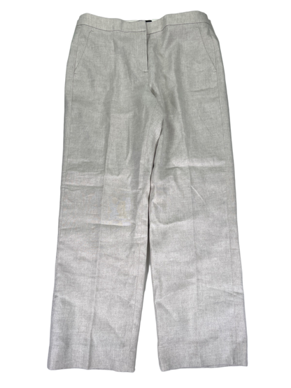 J Crew Women's Beige Kate Linen Blend Straight Leg High Rise Pants - 10
