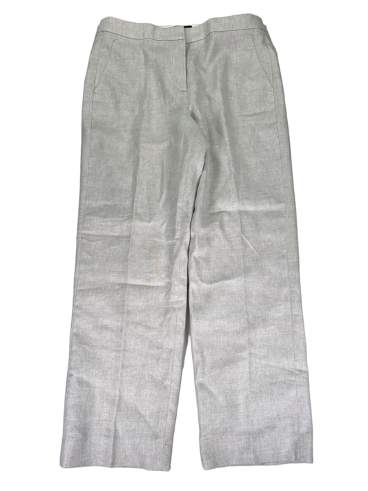 J Crew Women's Beige Kate Linen Blend Straight Leg High Rise Pants - 10