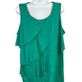 Croft & Barrow Women's Green Layered Detail Sleeveless Blouse - 1X Plus