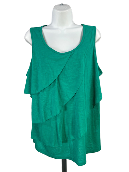 Croft & Barrow Women's Green Layered Detail Sleeveless Blouse - 1X Plus