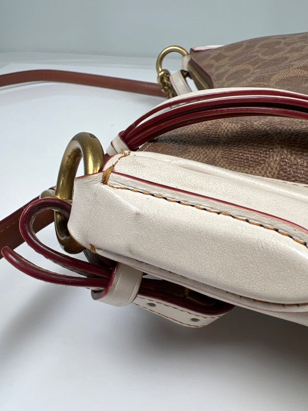 Coach Women's Brown/Ivory Coated Canvas Sutton Hobo Shoulder Bag Purse image 6