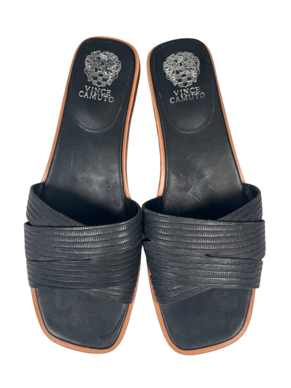 Vince Camuto Women's Black Leather Ydelle Square Toe Block Heel Sandals - 8.5 image 3