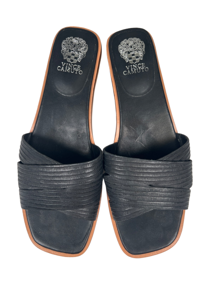 Vince Camuto Women's Black Leather Ydelle Square Toe Block Heel Sandals - 8.5 image 3
