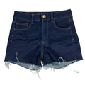American Eagle Women's Dark Wash Hi-Rise Shortie Denim X Jean Shorts - 6