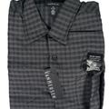 Van Heusen Men's Gray Plaid Short Sleeve Button Up Shirt - M