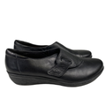 Clarks Women's Black Leather Soft Cushion Slip On Shoes - 7