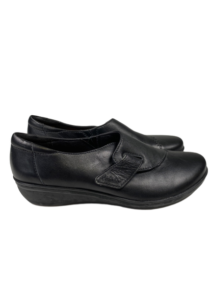 Clarks Women's Black Leather Soft Cushion Slip On Shoes - 7