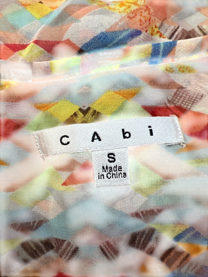 Cabi Women's Multi-Color Sheer Sleeveless Button Up Tank Top - S image 3