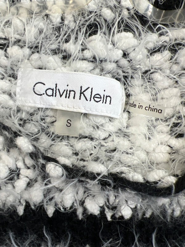 Calvin Klein Women’s White/Black Soft Textured Long Sleeve Sweater - S image 3