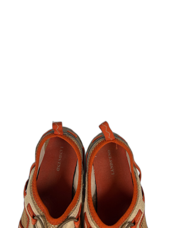 Lands End Women's Tan/Orange Trekker Hiking Water Trail Shoes - 9 image 3