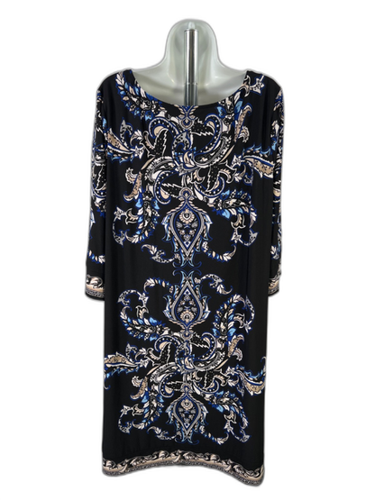 Roz & Ali Women's Black/Blue Paisley 3/4 Sleeve Midi Dress - 2X image 2