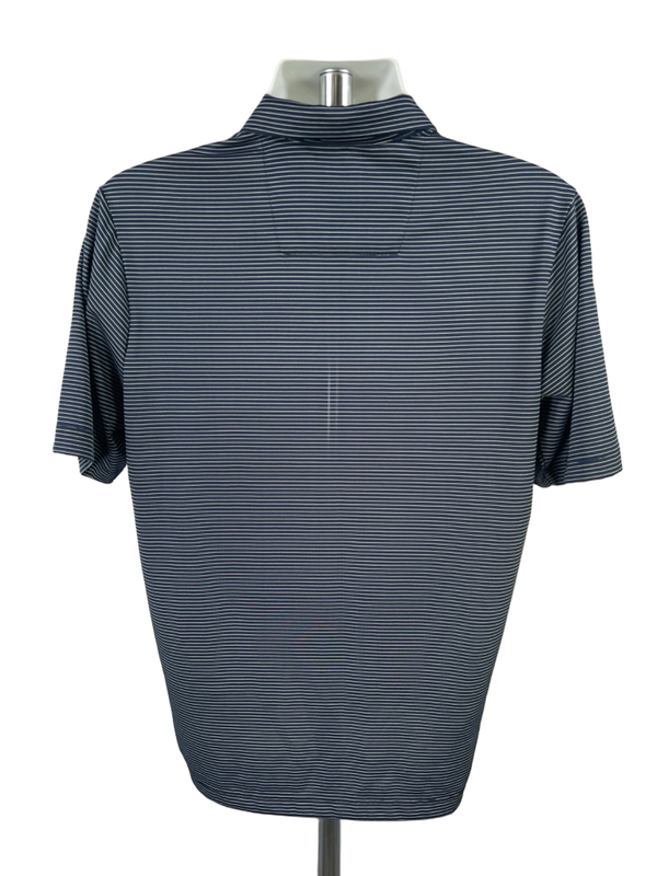 Antigua Men's Blue/White Striped MLB Detroit Tigers Short Sleeve Polo Shirt - M image 2