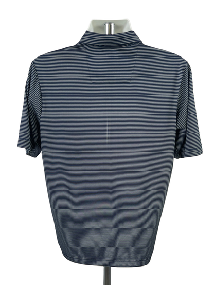 Antigua Men's Blue/White Striped MLB Detroit Tigers Short Sleeve Polo Shirt - M image 2