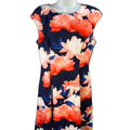 Vince Camuto Women's Blue/Coral Floral Sleeveless Midi Shift Dress - 12