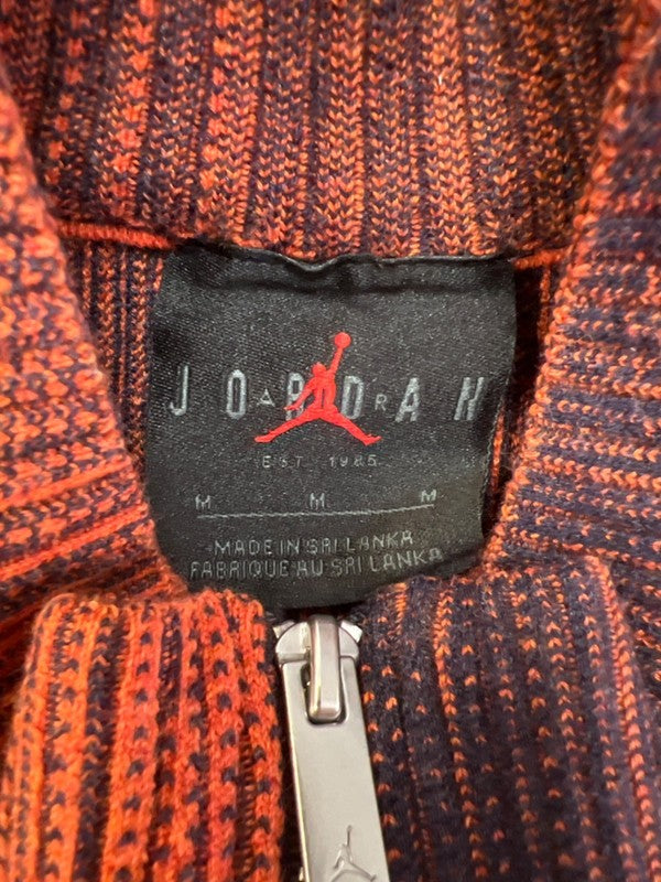 Nike Air Jordan Women's Orange/Blue Knit Full Zip Short Sleeve Top - M image 3