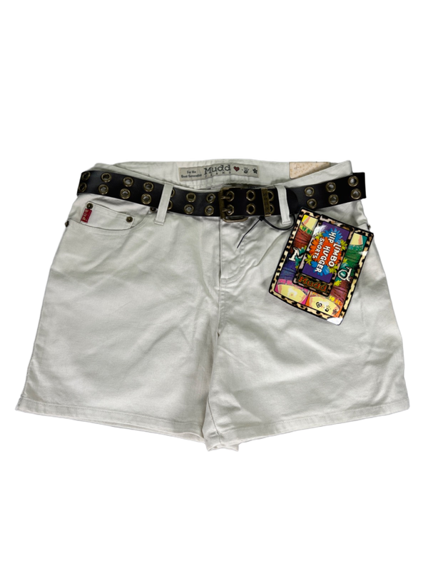 Mudd Jeans Women's Beige/Ivory Limbo Hip Hugger Belted Shorts - 9