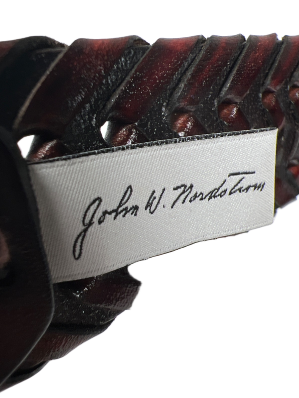 John W. Nordstrom Men's Brown/Red Leather Woven Brass Buckle 51 in Belt image 8