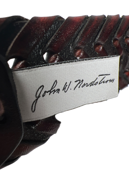 John W. Nordstrom Men's Brown/Red Leather Woven Brass Buckle 51 in Belt image 8