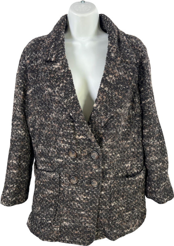 J.Jill Women’s Black Wool Blend Button Up Pea Coat - M